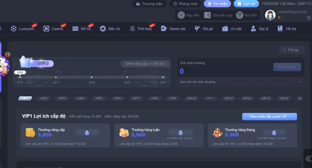 Nạp tiền liên tiếp nhận thưởng Vip